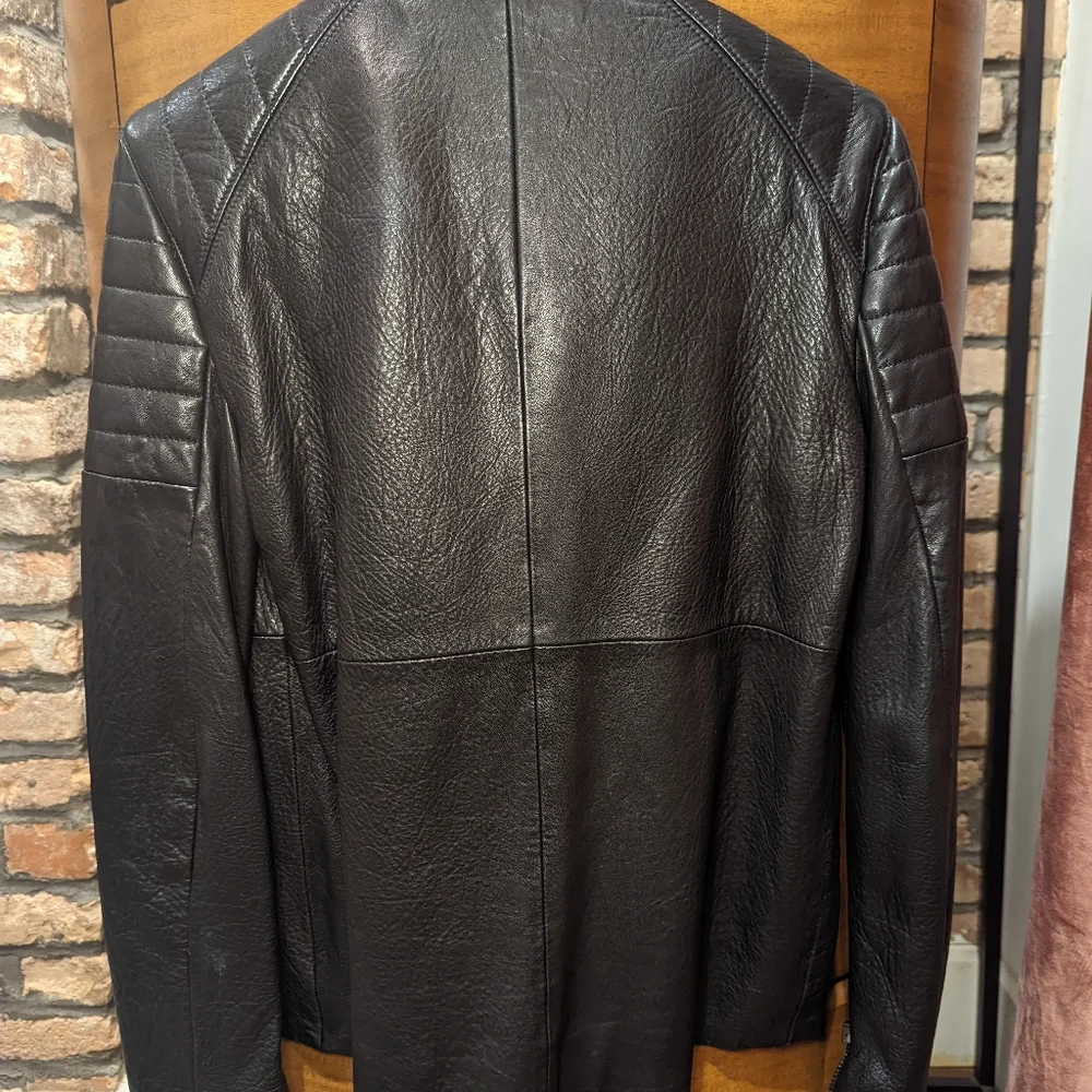 Haider Ackermann tumbled lamb skin leather biker jacket with asymmetric lapel. 0 - Picture 2 of 12
